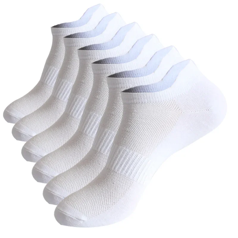 6 pares de calcetines tobilleros para mujer y hombre pareja estudiante oreja de algodón nuevo talla grande malla deportes atléticos correr calcetines de barco de Color sólido