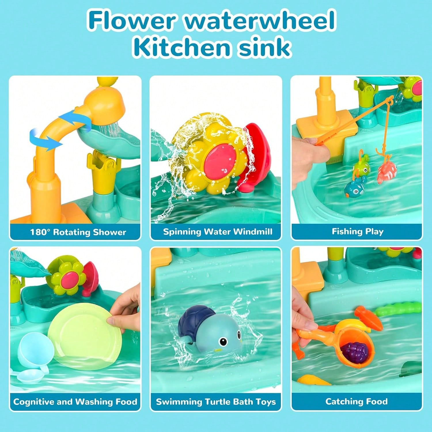 Évier de jeu avec eau courante, Mini Table d'eau pour les tout-petits, robinet et plats de jeu améliorés, jouet lave-vaisselle électrique pour enfants