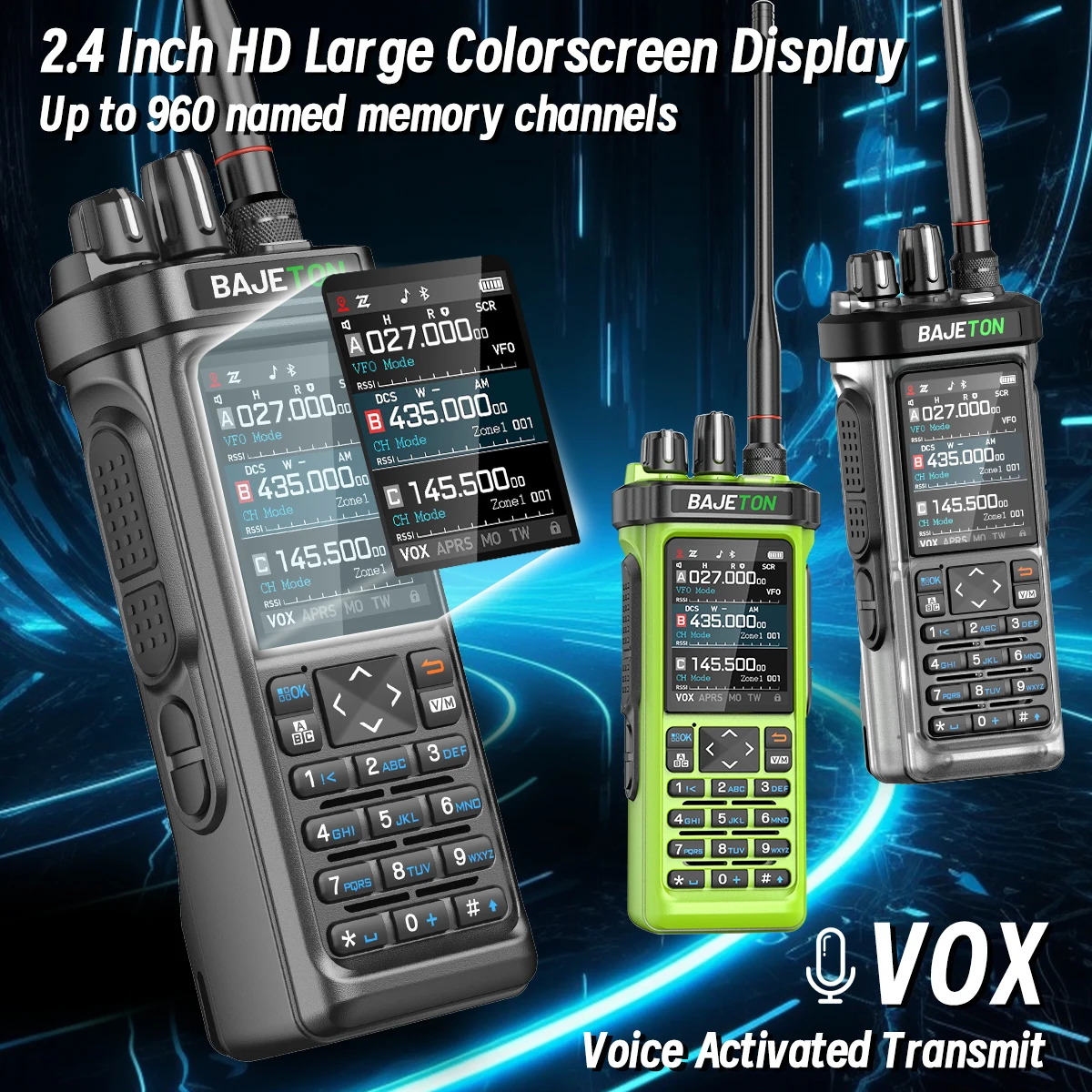 BAJETON BJ-9000 GPS APRS Walkie Talkies 10W CB 27Mhz CB/SSB/HF programación Bluetooth NOAA onda corta para RT-950PRO RT-950 Radio