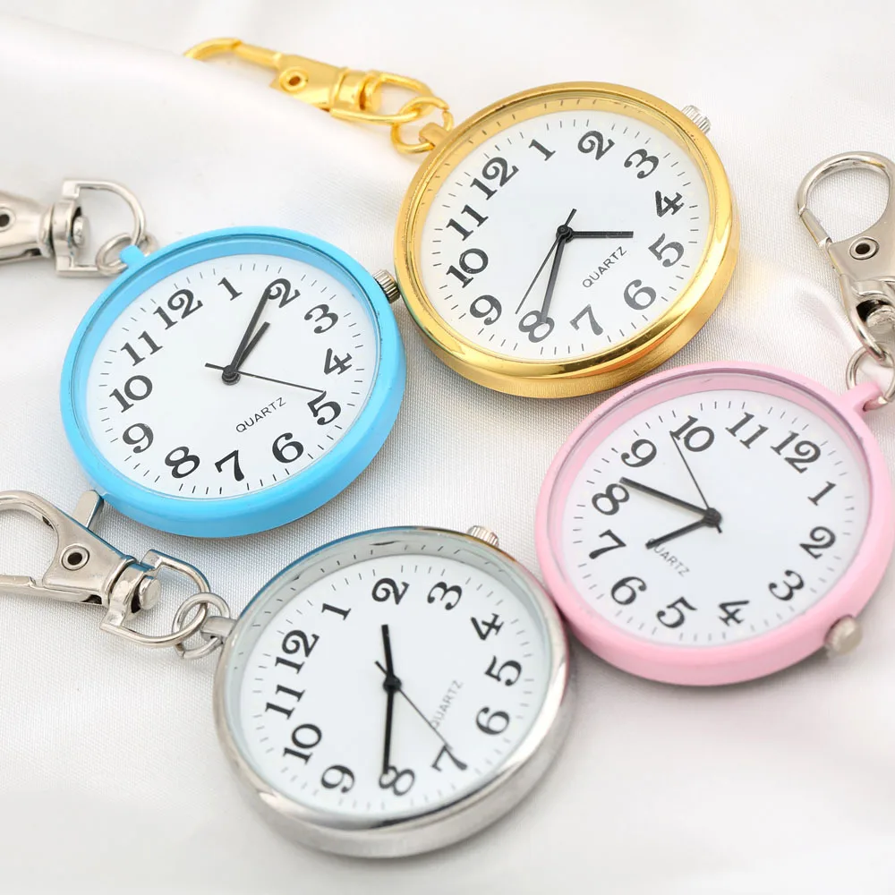 Nuevo reloj de bolsillo de cuarzo pequeño y bonito con llavero, reloj de cuarzo para hombres y mujeres para enfermeras, médicos, estudiantes, relojes minimalistas, regalo para niños