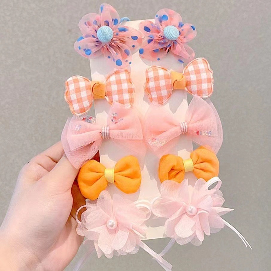 10 Pçs/set Fantasy Temático Flor e Arco Grampos de Cabelo com Malha e Ferro, Embelezados com Picos para Meninas de 3 a 6 Anos