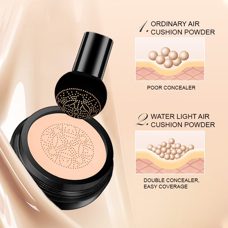 Ocheal BB Cream Air Cushion Compact Make Up Foundation Concealer Cream for Face Cosmetics Makeup Mushroom Head Puff