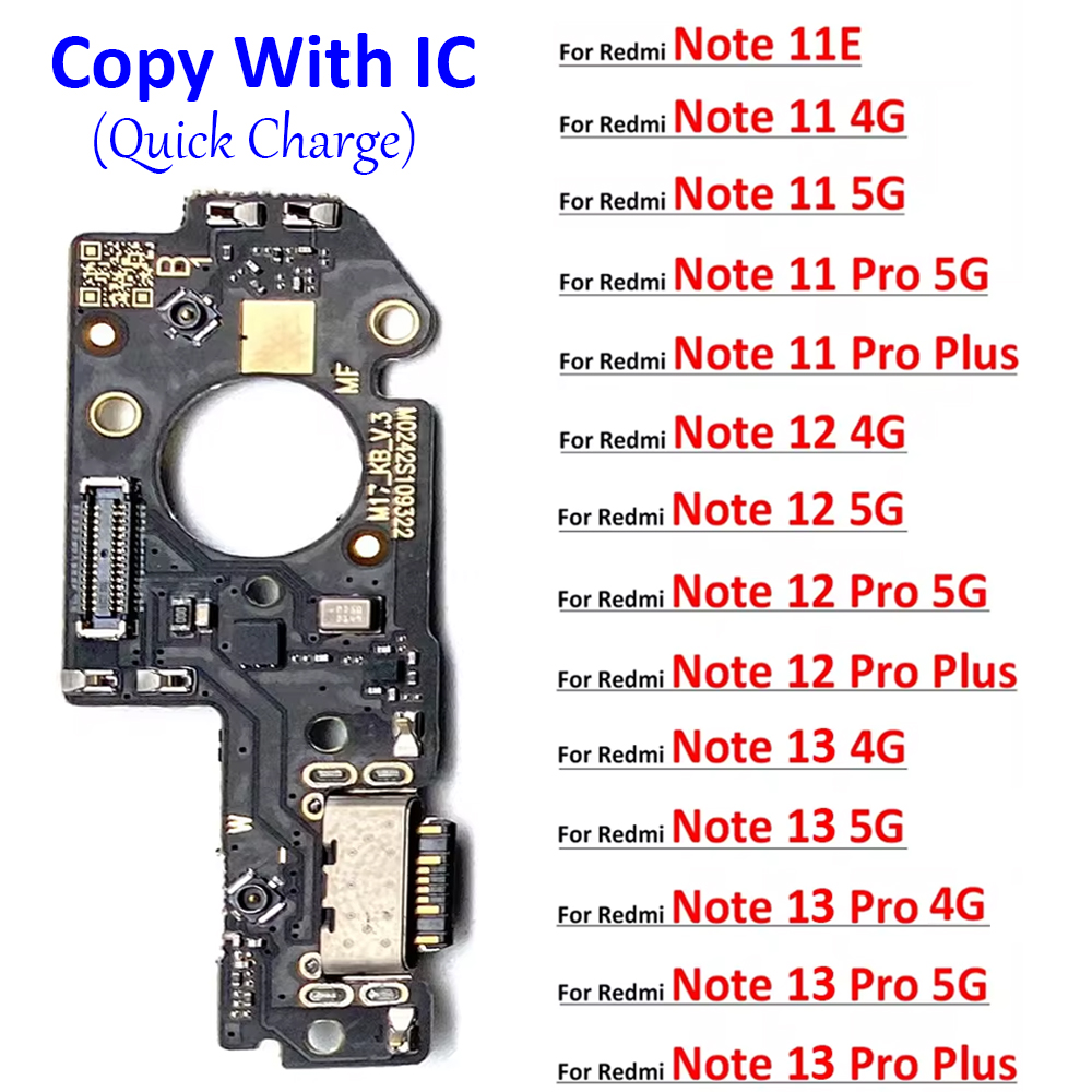 Puerto de carga USB para Xiaomi Redmi Note 11, 11E, 12, 13 Pro Plus, 4G, 5G, placa de conector de cargador, Cable flexible de micrófono, nuevo