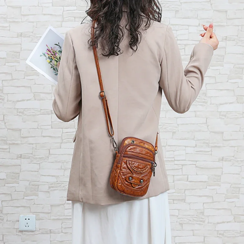 Multi-funcional macio couro do plutônio pequena bolsa de ombro para mulheres vintage crossbody bolsa de dinheiro bolsa de telefone celular baga bolsa