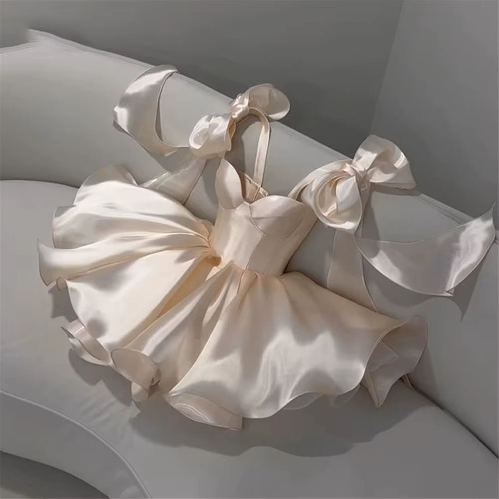 Moderne kurze Abendkleider für Damen, Schleifenträger, schulterfrei, Ballkleider, herzförmig, formelle Geburtstagsparty-Kleider, individuell gestaltet