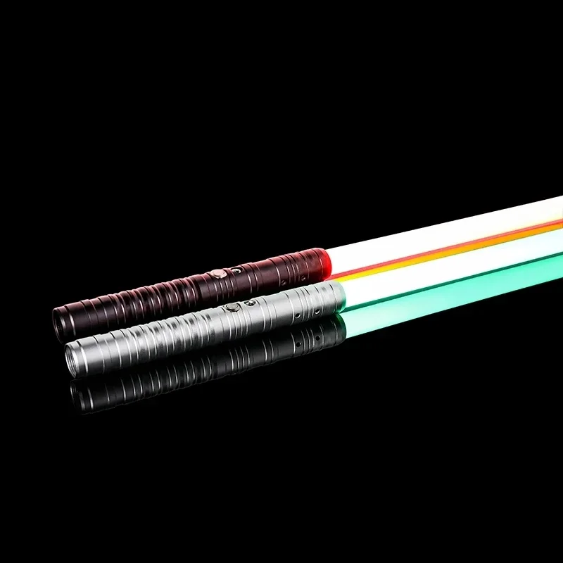 Sable de luz led com alça de alumínio, metal, rgb, 16 cores, alça de metal variável, com efeito de som, fx duelo, sabre de luz
