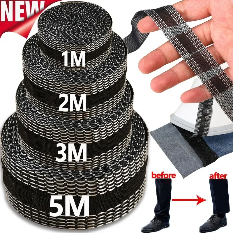 Calças auto-adesivas Edge Encurtar Colar, Hemming Iron On Jeans, Roupas, Comprimento Encurtar Fita, DIY Acessórios de costura, 5 m, 1m