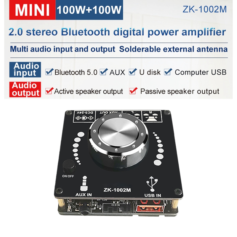 Zk1002m bluetooth 5,0 aux usb audio eingangs ausgangs verstärker audio verstärker modul wx2