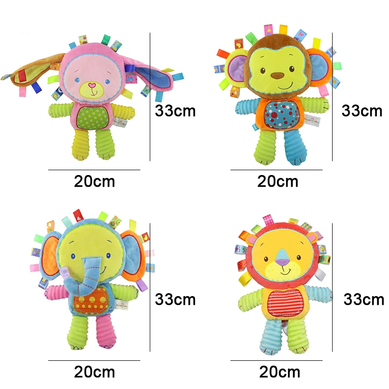 Baby-Tags, Stofftier, Stofftier, Lovey Elephant, Plüschglocke, Spielzeug, integrierte Rasseln, sensorisches Spielzeug für Neugeborene, Kleinkinder, Kleinkinder, Geschenke