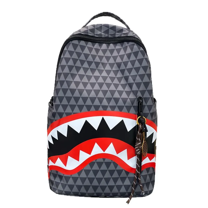 Nueva y elegante mochila con estampado de grafiti de tiburones para adolescentes, bolsa para ordenador portátil versátil y de moda para el Campus