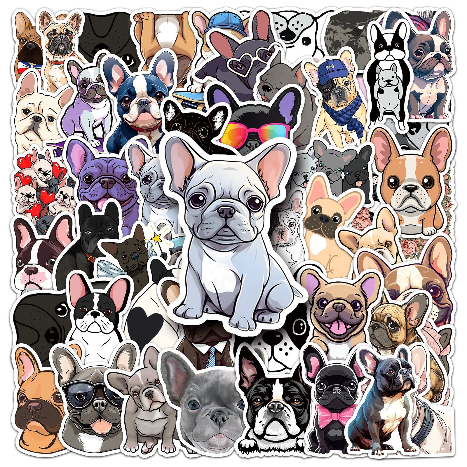 10/30/50 Uds lindo dibujo de Bulldog Francés animales perro pegatina DIY teléfono portátil equipaje monopatín pegatinas de grafiti diversión para regalo