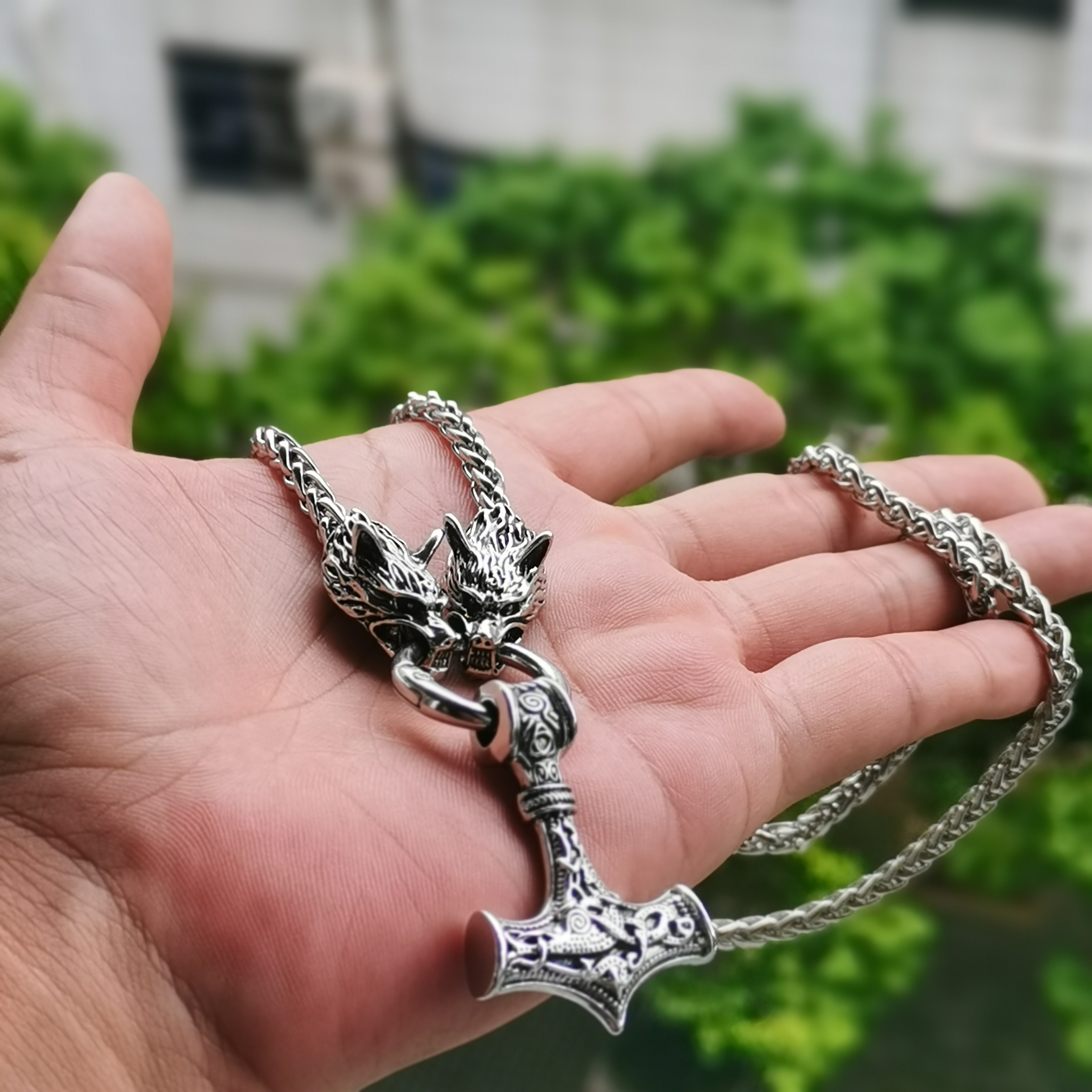 Cabeça de lobo encantos punk jóias pingentes nórdico celta menino masculino corrente colar viking escandinavo runa acessórios amuleto nórdico
