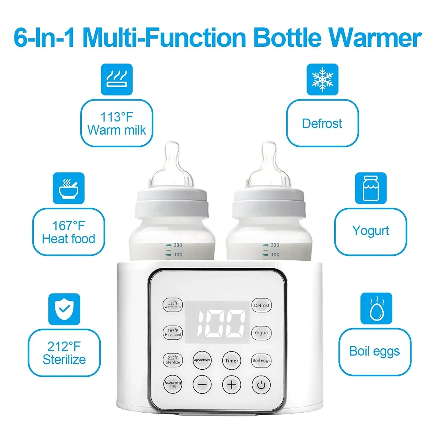 Aquecedores de mamadeira e esterilizadores para bebês, Aquecedor de leite e alimentos, Itens recém-nascidos, Acessórios Bottle Set, Aquecedor a vapor