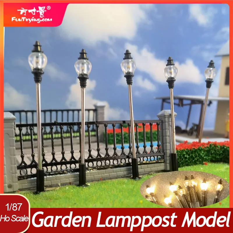 10 pçs modelo de lâmpada post pilar rua quente led luz diy material modelo post de luz 3v 1:87 ho escala areia mesa trem iluminação layout