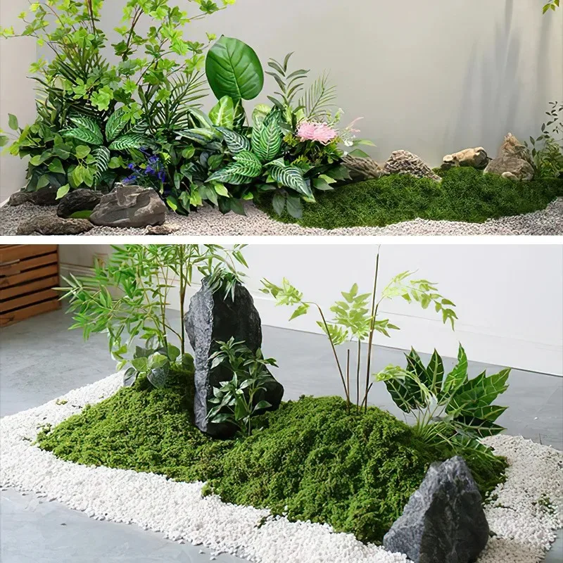 Plantas verdes artificiales, hierba de musgo, decoración del hogar, sala de estar, jardín, Mini paisaje, flor falsa, manualidades DIY
