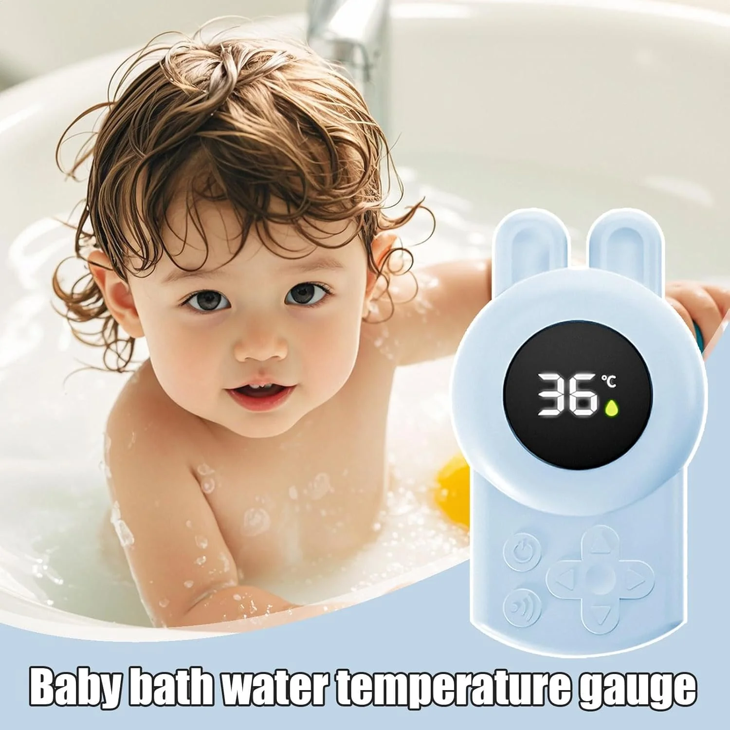 Justlang selo azul banheira do bebê chuveiro água led termômetro sensor de temperatura seguro do bebê flutuante à prova dwaterproof água dos desenhos animados do bebê