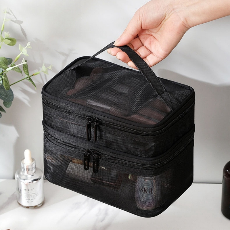 Reise Mesh Waschen Lagerung Tasche Make-Up Organizer Kosmetik Make-Up Hautpflege Box Kunststoff Behälter Handtasche Für Frauen Männer Badezimmer