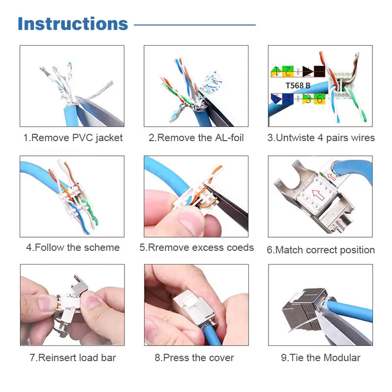 Разъем для модуля ZOERAX Cat6a Cat7 Keystone Jack Cat7 RJ45 STP, без инструментов, тип гнезда из цинкового сплава, переходник для кабеля 22-26 AWG, 1 шт.