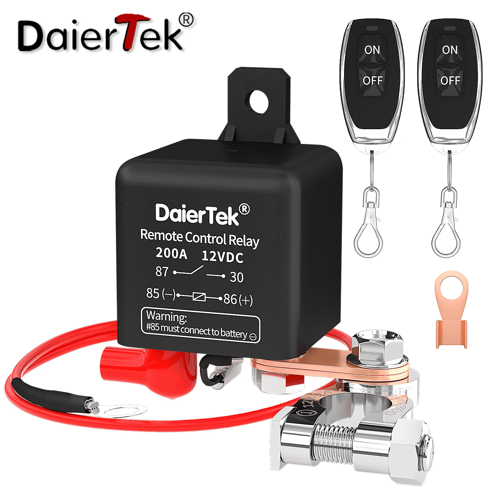 DaierTek relé de interruptor de batería 12V Control remoto desconexión de batería interruptor aislador de corte antirrobo con interruptor de control remoto