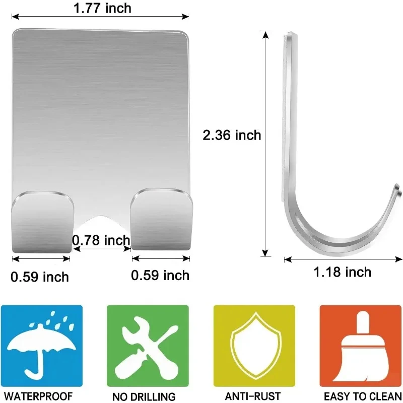 Soporte para maquinilla de afeitar de acero inoxidable para hombre, estante de almacenamiento para maquinilla de afeitar, organizador de ganchos para baño, 2 uds.