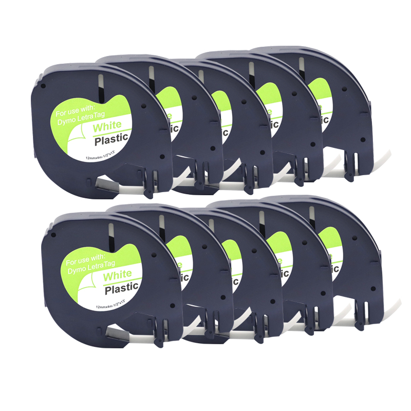 10/20/30/50pcs 91331 91201 12mm Multicolor เทปฉลากพลาสติก Dymo LetraTag Label Maker กระดาษเทปสําหรับ LT100H LT-100T
