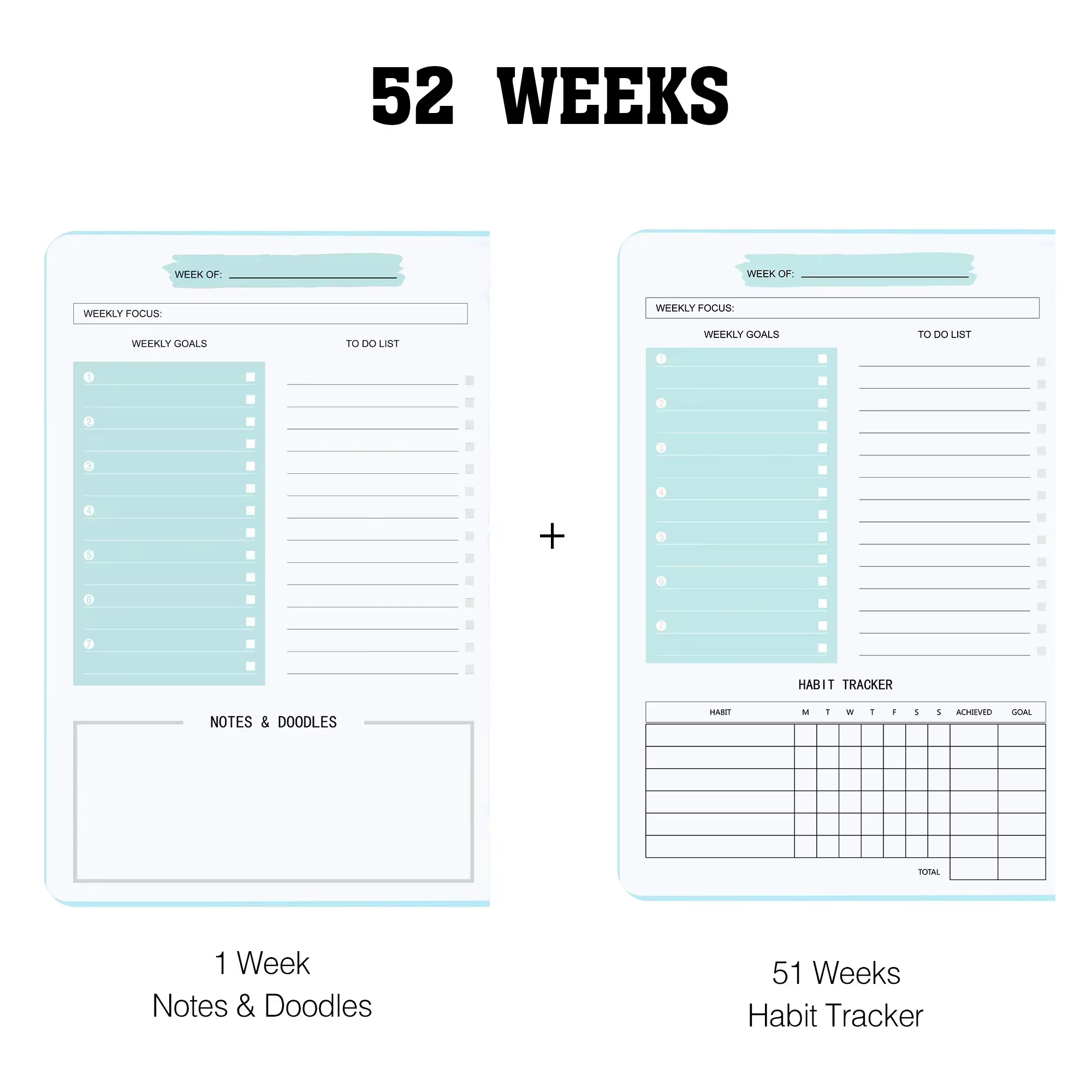 New Weekly Planner Notebook Undated Spiral Agenda A5 Planner Pouch 52 Weeks Planner Schedules Stationery Office School Supplies