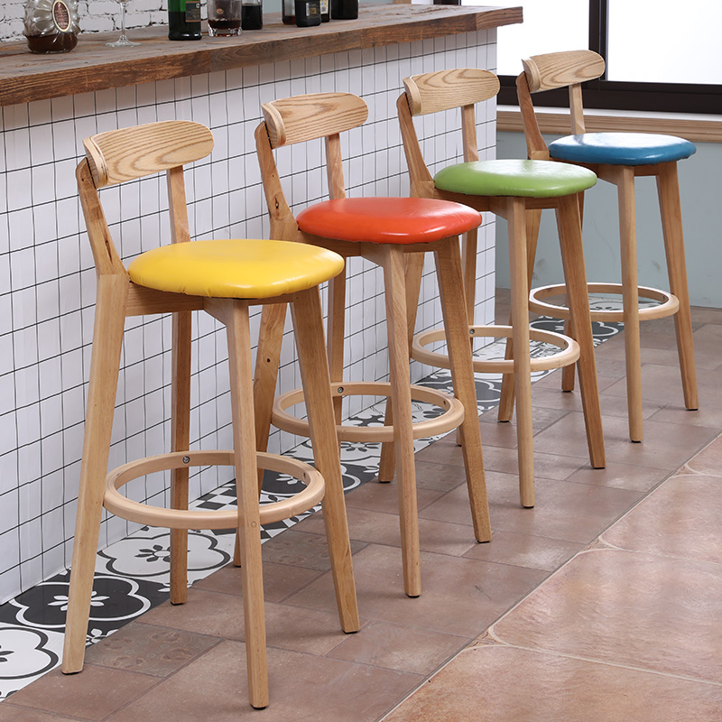 Chaise de Bar Nordique en Bois Massif, Tabouret de Réception Moderne et Simple, à Dossier Haut, Meuble de Salon de Luxe à la Mode