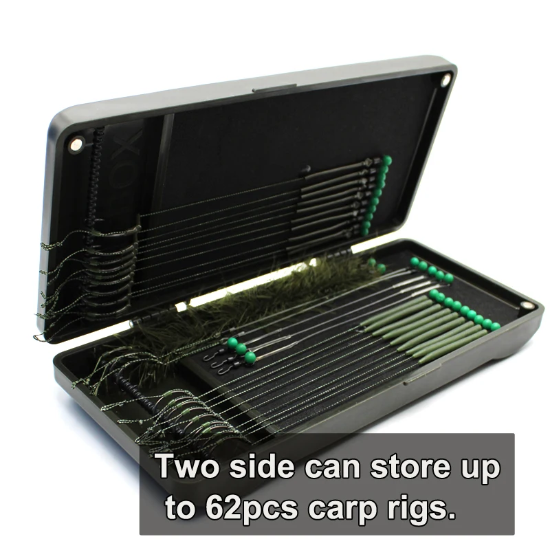 Anzuelo de pesca de carpa, aparejo de enlace, billetera, caja de aparejos Zig Chod, caja de almacenamiento de aparejo de pelo rígido para equipo de sedal de pesca de carpa