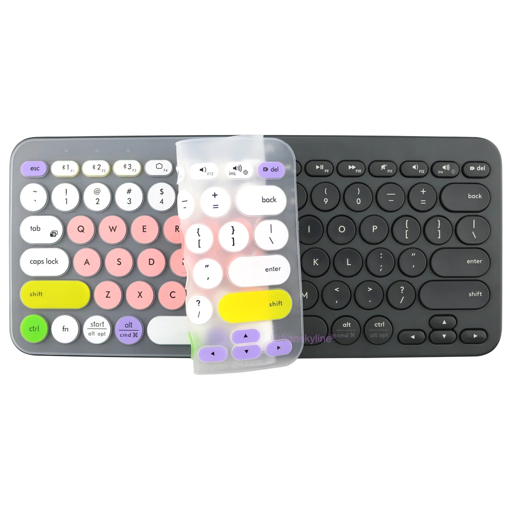 Funda de teclado K380 para Logitech K380 para Logi K380S Pebble Keys Protector de silicona funda de piel película inglés coreano negro claro
