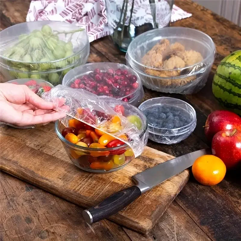 100pcs อาหารทิ้ง Saran Wrap ลําไส้เกรดอาหารสดถุงพลาสติกห้องครัวอุปกรณ์เสริม