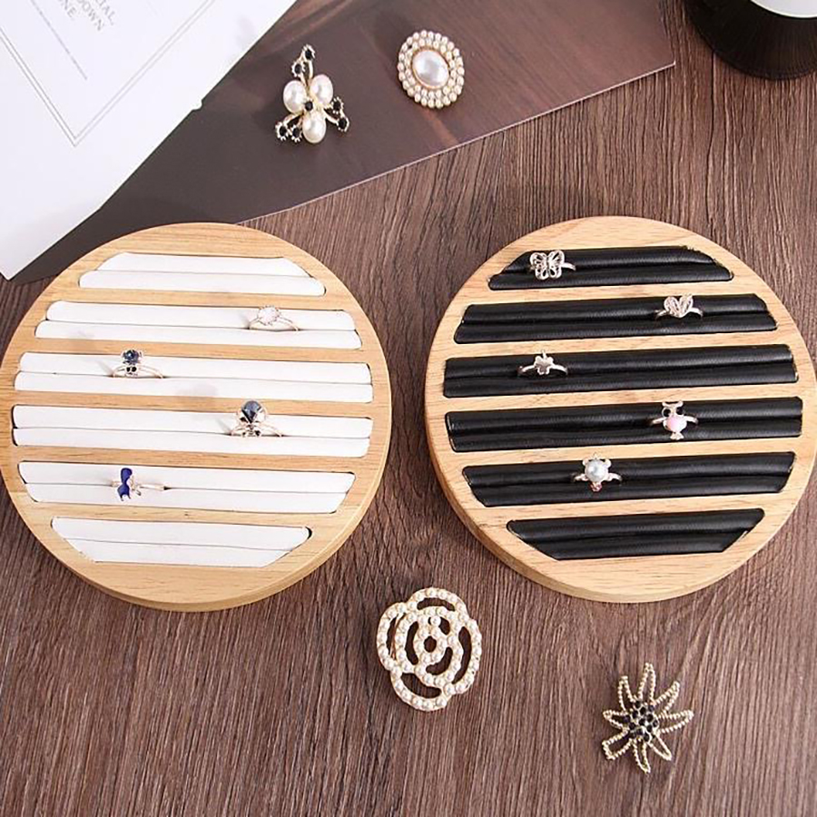 1 unidad, bandeja de exhibición de madera para pendientes y anillos, joyería 100, bandeja para pendientes y anillos, bandeja de exhibición, almacenamiento para mostrador, tamaño: diámetro: 5,9 pulgadas