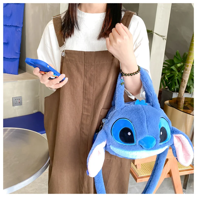 Disney ใหม่ Lilo & Stitch ของเล่น Kawaii Plush Messenger กระเป๋ากระเป๋าถืออะนิเมะตุ๊กตาของเล่นเด็กการ์ตูน Plushie กระเป๋านุ่ม