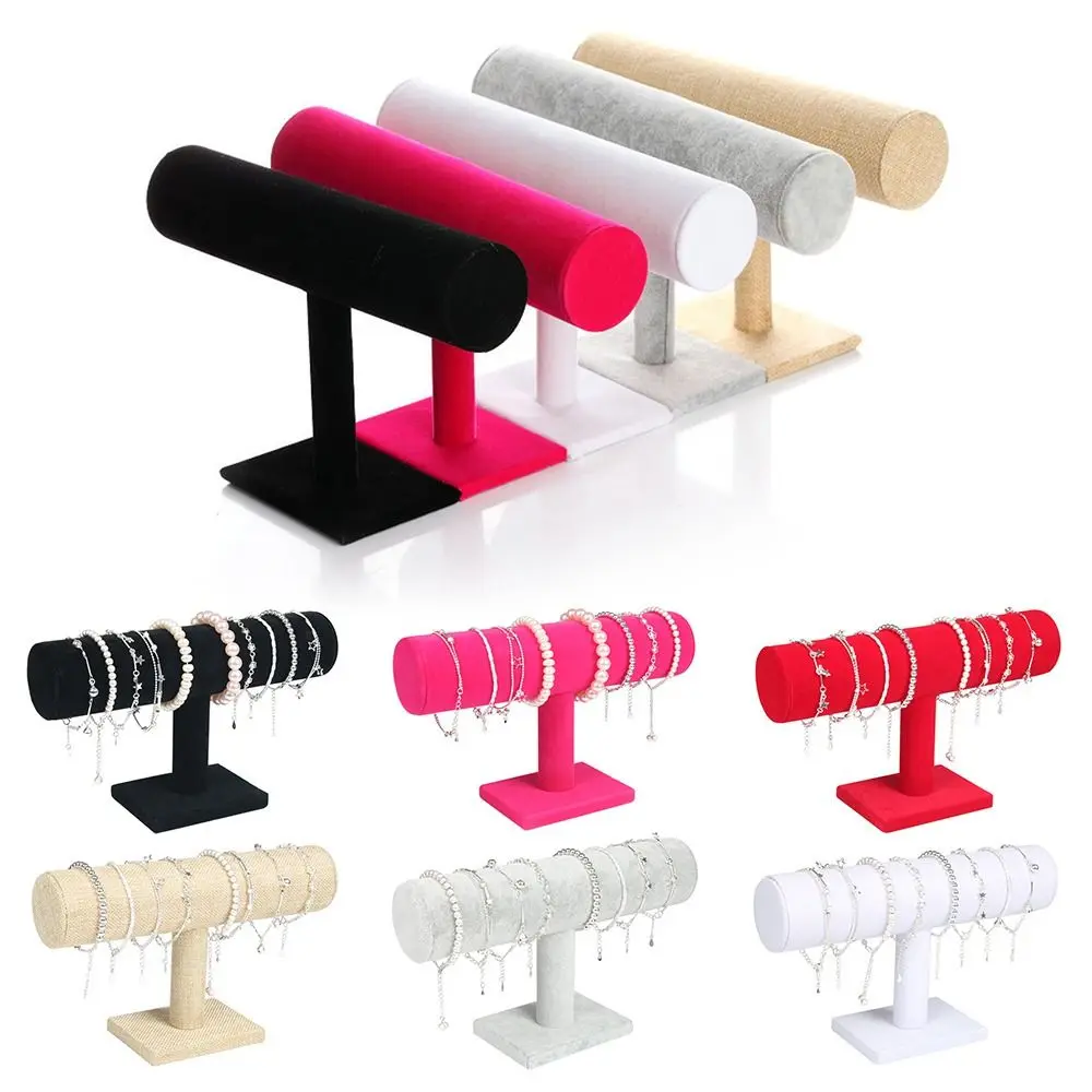 6 Farben aufrechtes Samt-Armband, Kette, Uhr, aufrechtes Display-Rack, Schmuck-Organizer, harter Schmuck-Display-Ständer