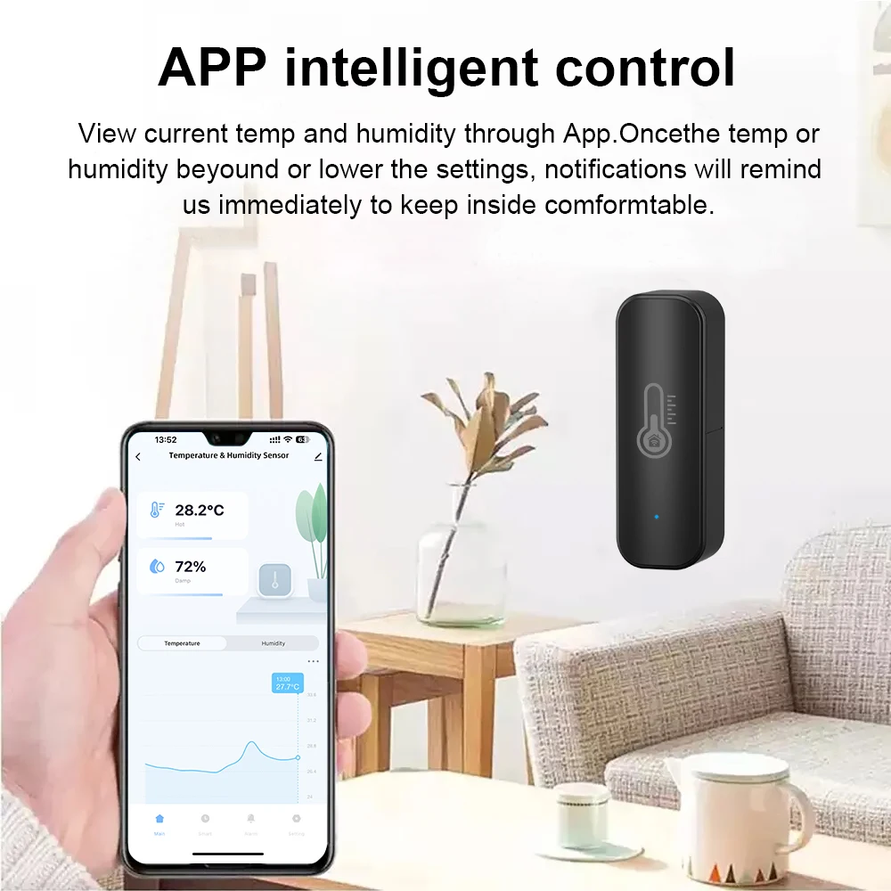 Умный Датчик Температуры И Влажности Tuya Zigbee/WiFi, Гигрометр Для Помещения С Дистанционным Управлением Через Приложение
