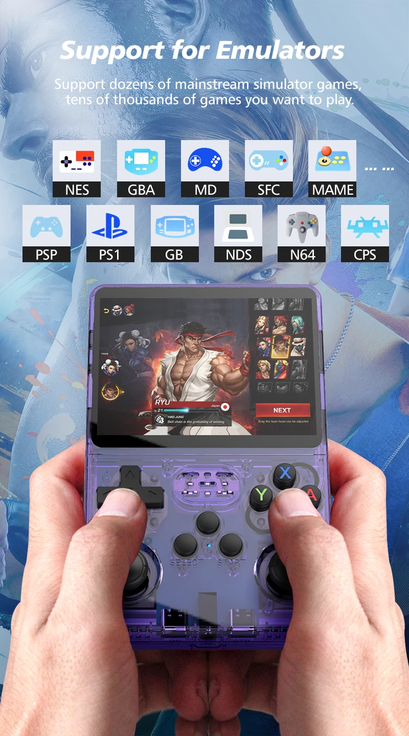 128GB R36S レトロ携帯型ゲーム機 3.5インチIPSスクリーン搭載 子供用ポータブルポケットビデオプレーヤー ゲーム Arkosシステム