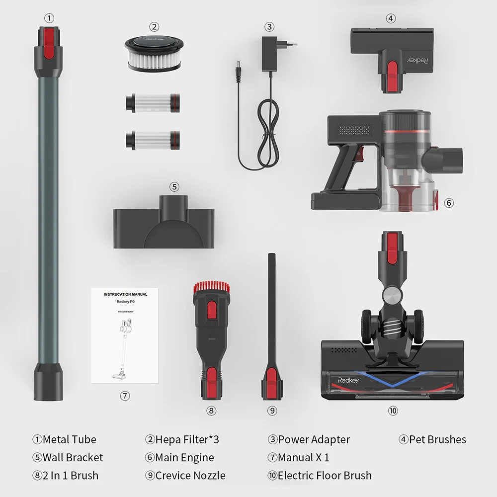 Redkey p9 Akku-Staubsauger Akku 8-in-1-Handstaubsauger 30kpa 350w Doppel-Hepa-Filter LED-Anzeige