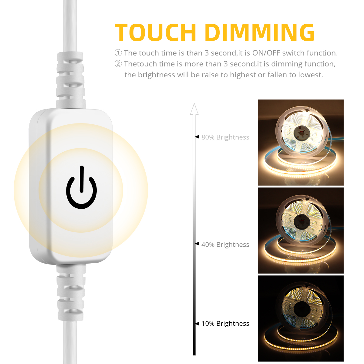 Cob-調光器付きの柔軟なダイオードストリップライト,USB,キッチン,ガレージ,DIY,テレビ,鏡,pc,バックライト,壁の装飾用のリボン,5v