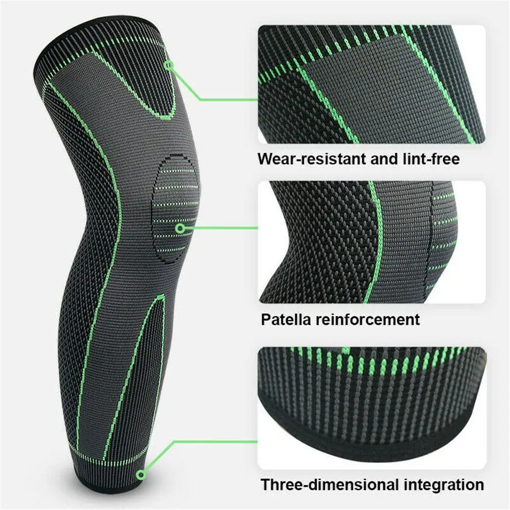 Ginocchiera di supporto per compressione, manica lunga per gambe lunghe, artrite, corsa, palestra, sport, ginocchiere