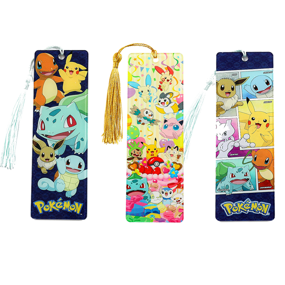 Marcapáginas acrílico de dibujos animados de Anime Pok é mon, accesorios de lectura para fanáticos de Anime, papelería escolar, seguidor de lectura de seguidores de libros