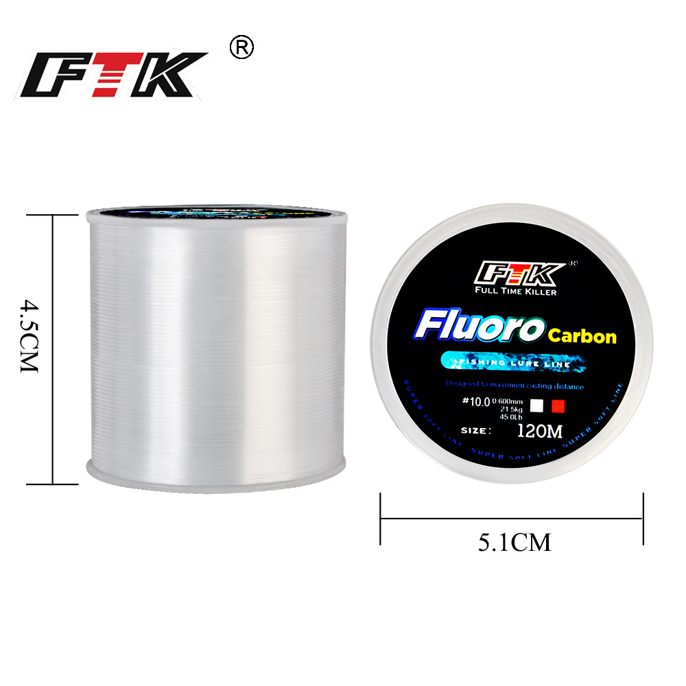 Lenza da pesca in nylon 120m 0,14mm-0,6mm 4,13lb-45lb processo di trattamento del rivestimento in fluorocarbonio superficie in carbonio Accessori per la pesca
