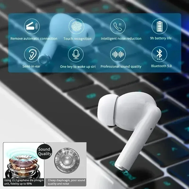Auscultadores sem fios à prova d'água com microfone, Fone de ouvido, Fones de ouvido, Compatível com Bluetooth 5.0, Xiaomi, iPhone, Pro 10, Novo