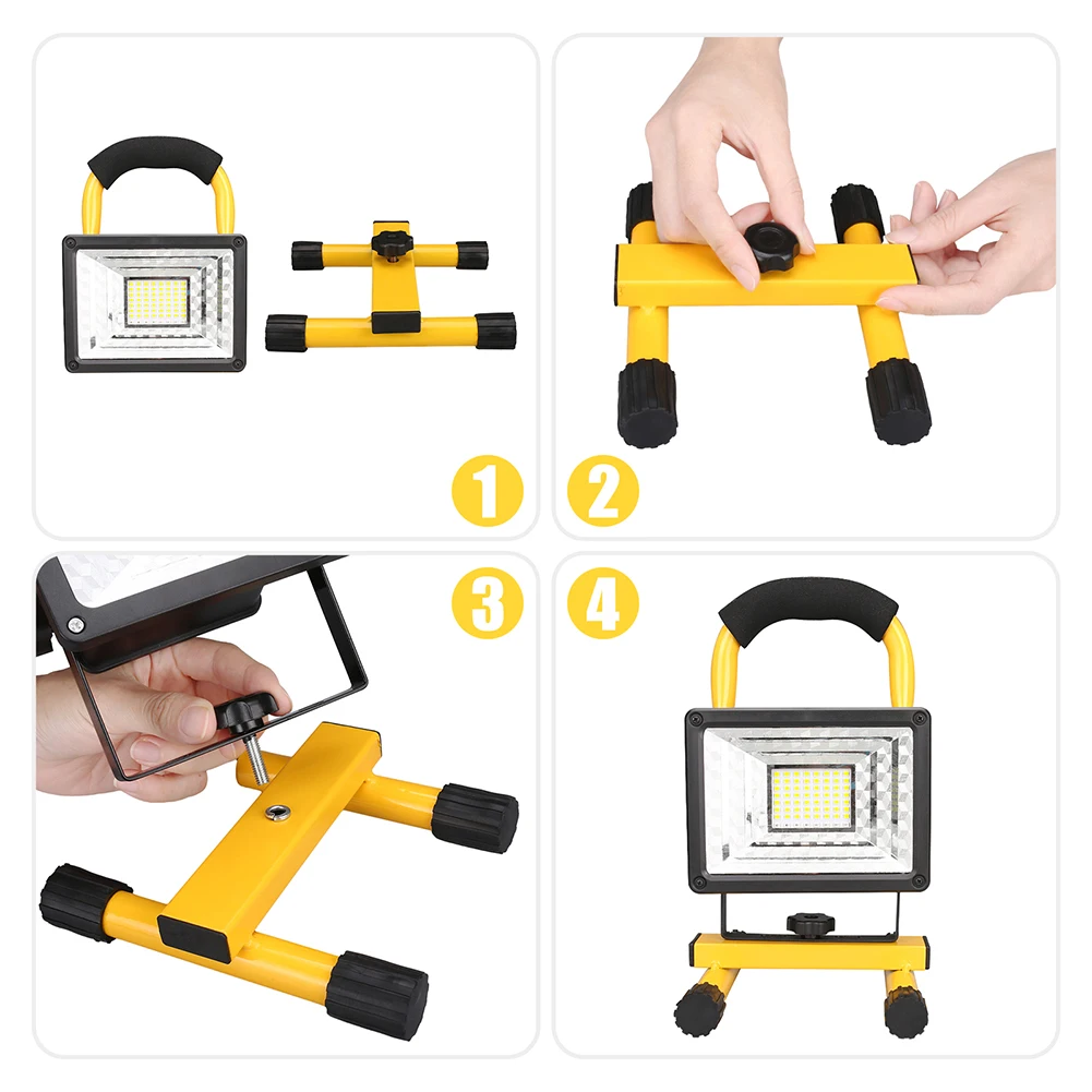 1/2 Stück LED wiederaufladbare tragbare Arbeitsleuchte 60 W mit Ständer, wasserdichtes Flutlicht für Outdoor-Camping, Wandern, Garage, Notfall