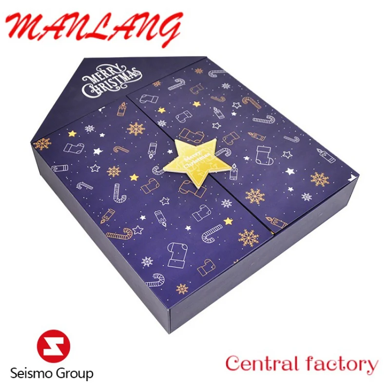 Custom  Custom Empty cardboard Paper Make Up Countdown Cosmetics andy Advent Calendar Boxes For Gift packaging With Drawers