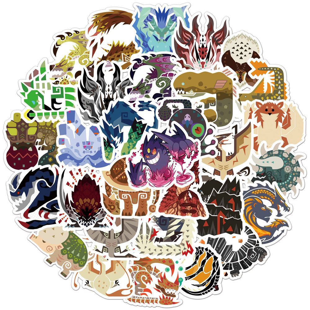 10/30/50 Con Monster Hunter Hoạt Hình Trò Chơi Dán DIY Laptop Hành Lý Ván Trượt Đồ Bộ Đề Can Dán Cho Bé đồ Chơi