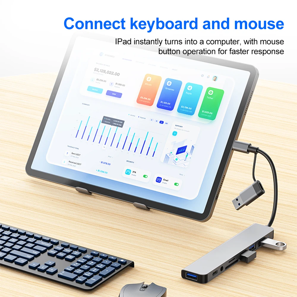 USB-Cハブ USB 3.0ハブ Cポート - 7ポートUSBハブ USBスプリッター（USB 3.0、4つのUSB 2.0ポート、2つのUSB-Cポート搭載）USB分配器