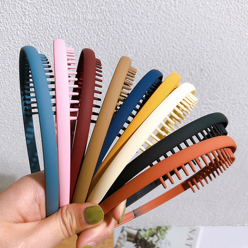 Moda cor sólida plástico hairbands para mulheres dentado onda pentes antiderrapante faixas de cabelo acessórios para o cabelo menina rosto lavagem headbands