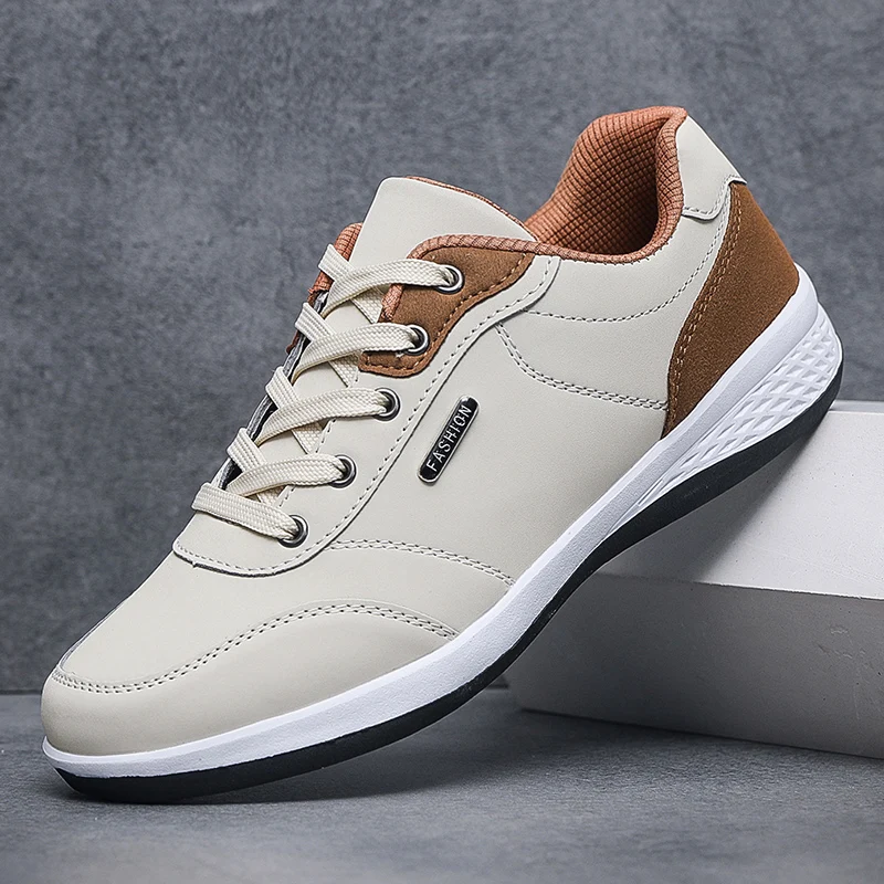 YRZL Männer Schuhe Frühling Herbst Wasserdichte Wanderschuhe Freizeit Männliche Leder Sport Schuhe Rutschfeste Schuhe Tennis für Männer