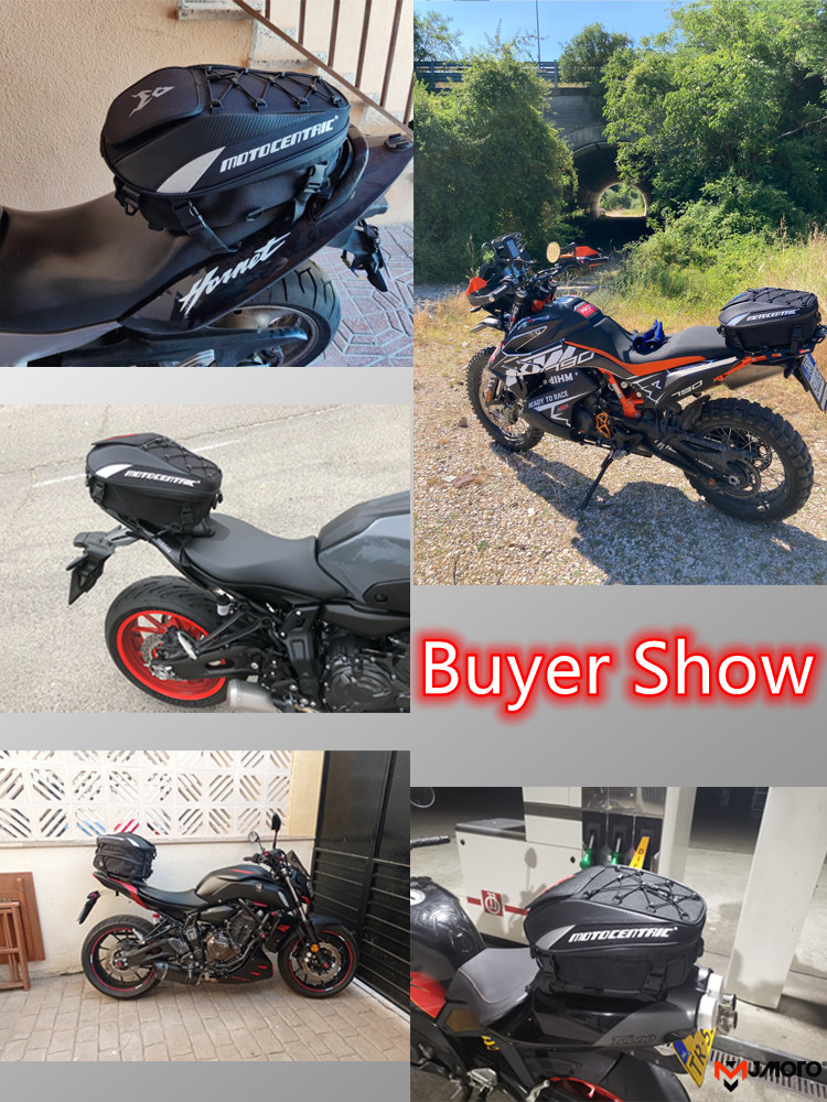 Borsa da coda per moto impermeabile MOTOCENTRIC Borsa per sedile posteriore durevole multifunzionale Zaino per casco da pilota ad alta capacità da 37 litri