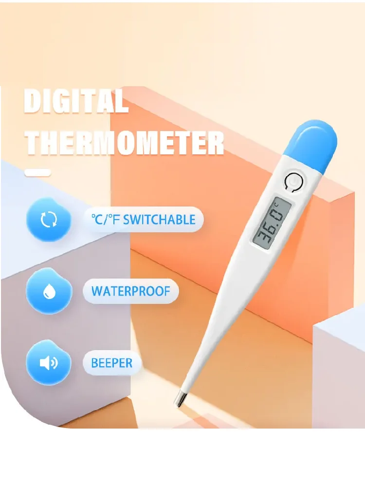 Termometro digitale 1PC C&F commutabile per bambino Termometro elettronico economico Allarme febbre in 60 secondi Tipo orale Uso domestico