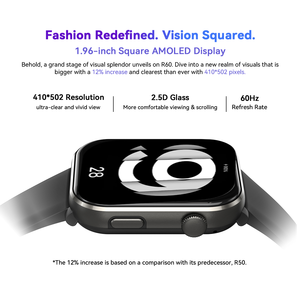 Blackview-Bluetooth接続時計,r60,1.96インチAMOLEDディスプレイ,800mAh,電話,健康とフィットネスの追跡,世界初公開